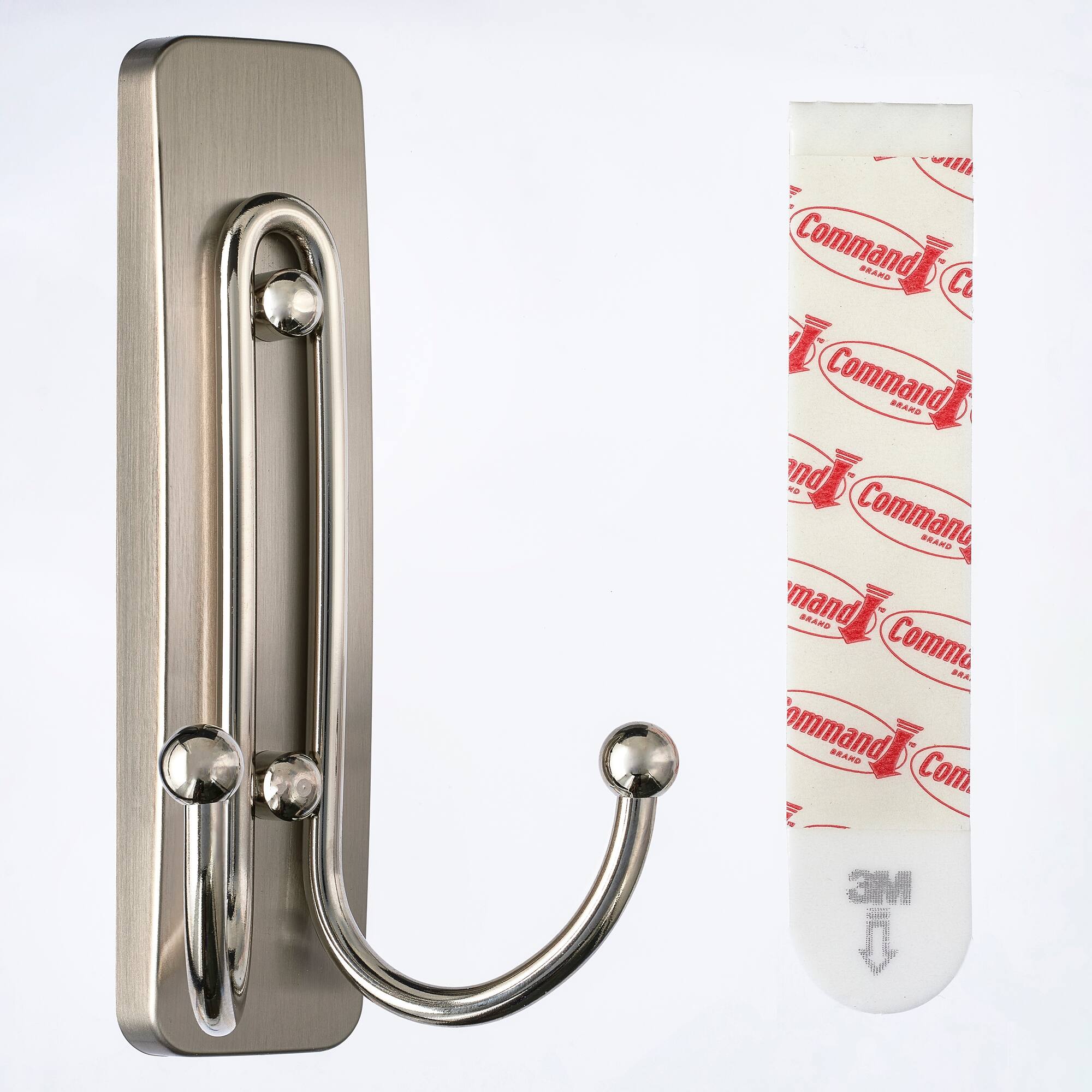 Command™ Decorative Double Hooks, Brushed Nickel